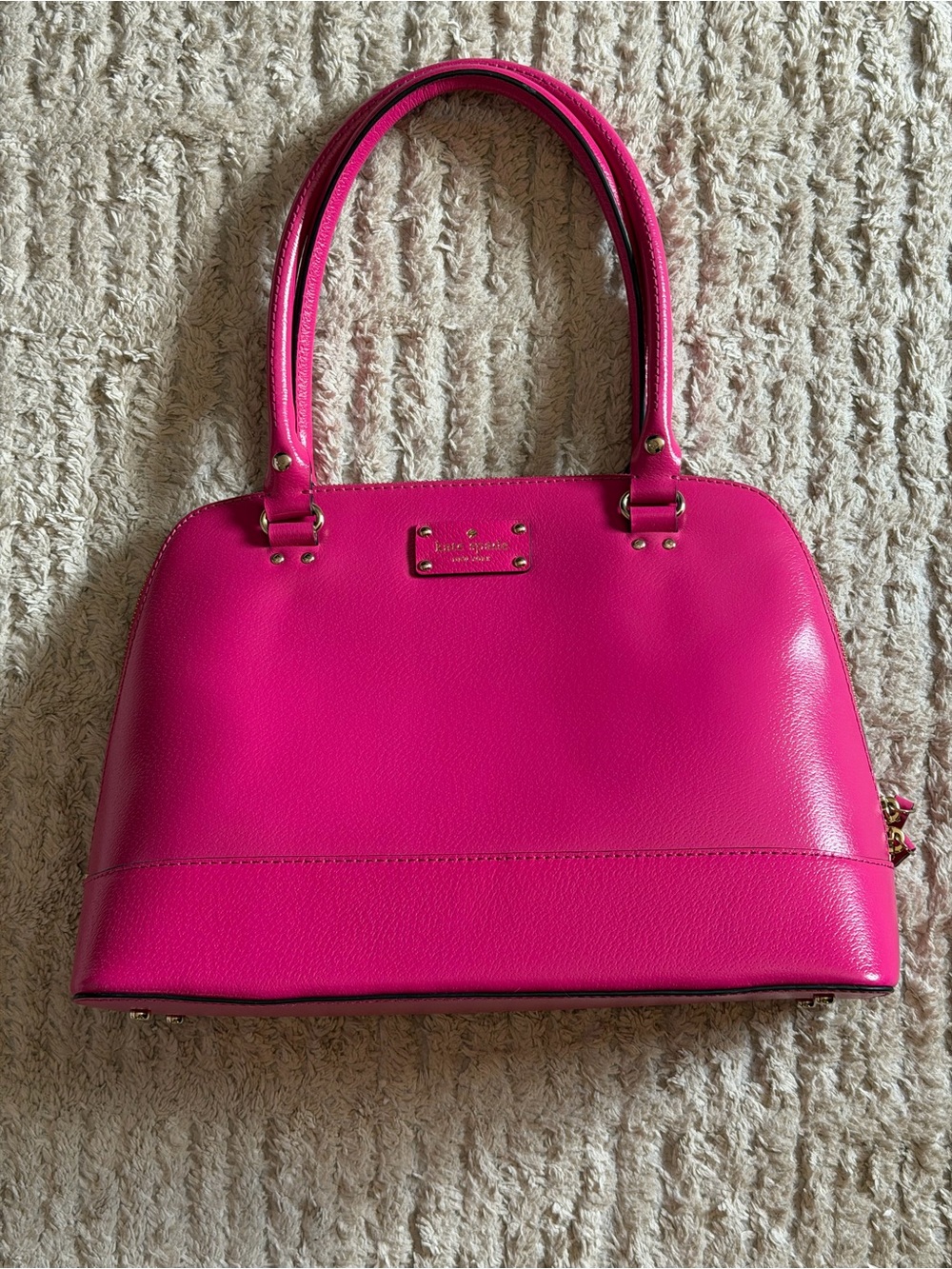 NWOT Kate Spade Hot Pink Pebbled Leather Dome Satchel - Picture 2 of 14